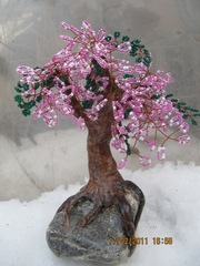 Цветущие деревья из бисера: дерево счастья,  денежное дерево!